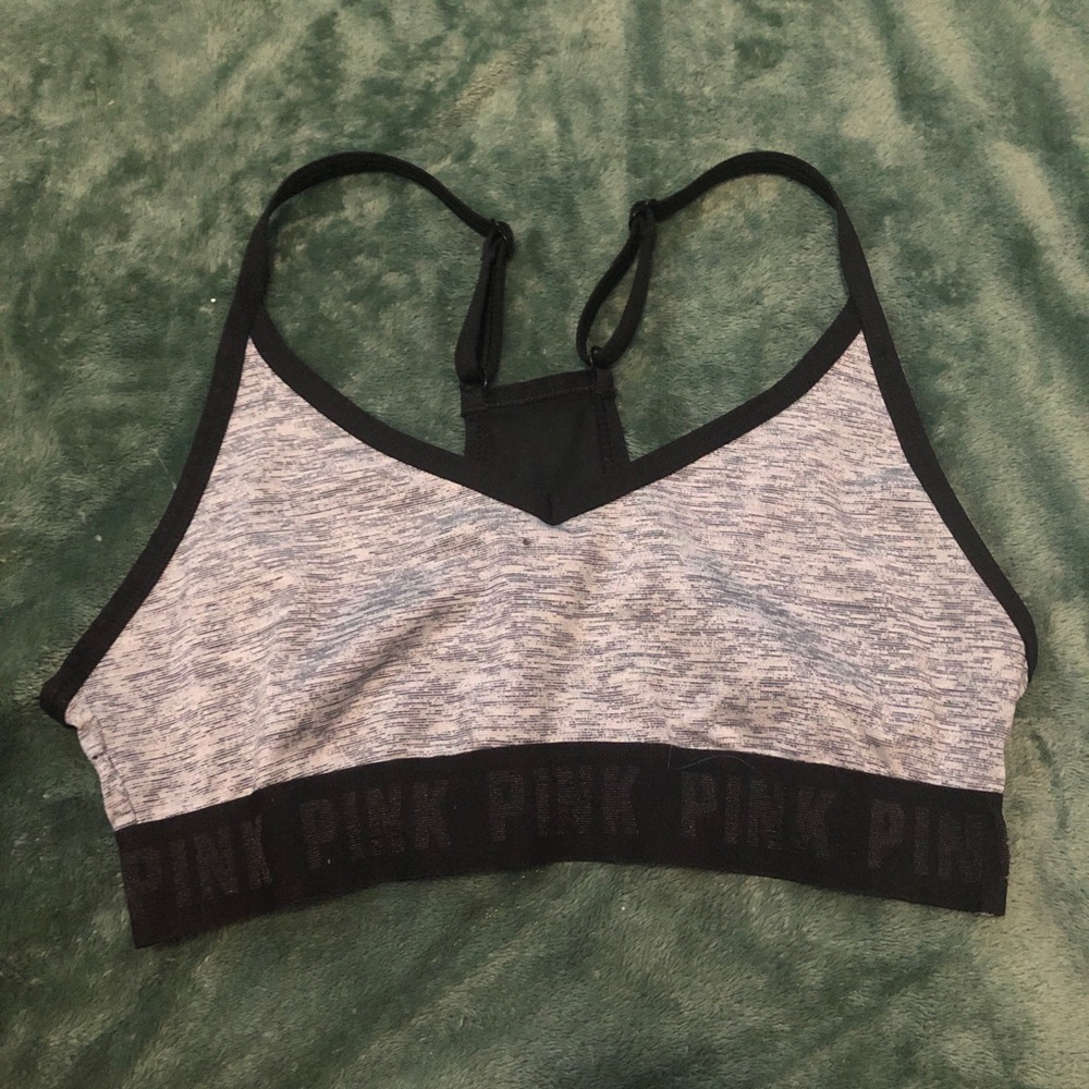 VS Pink black and grey v-neck sports bra